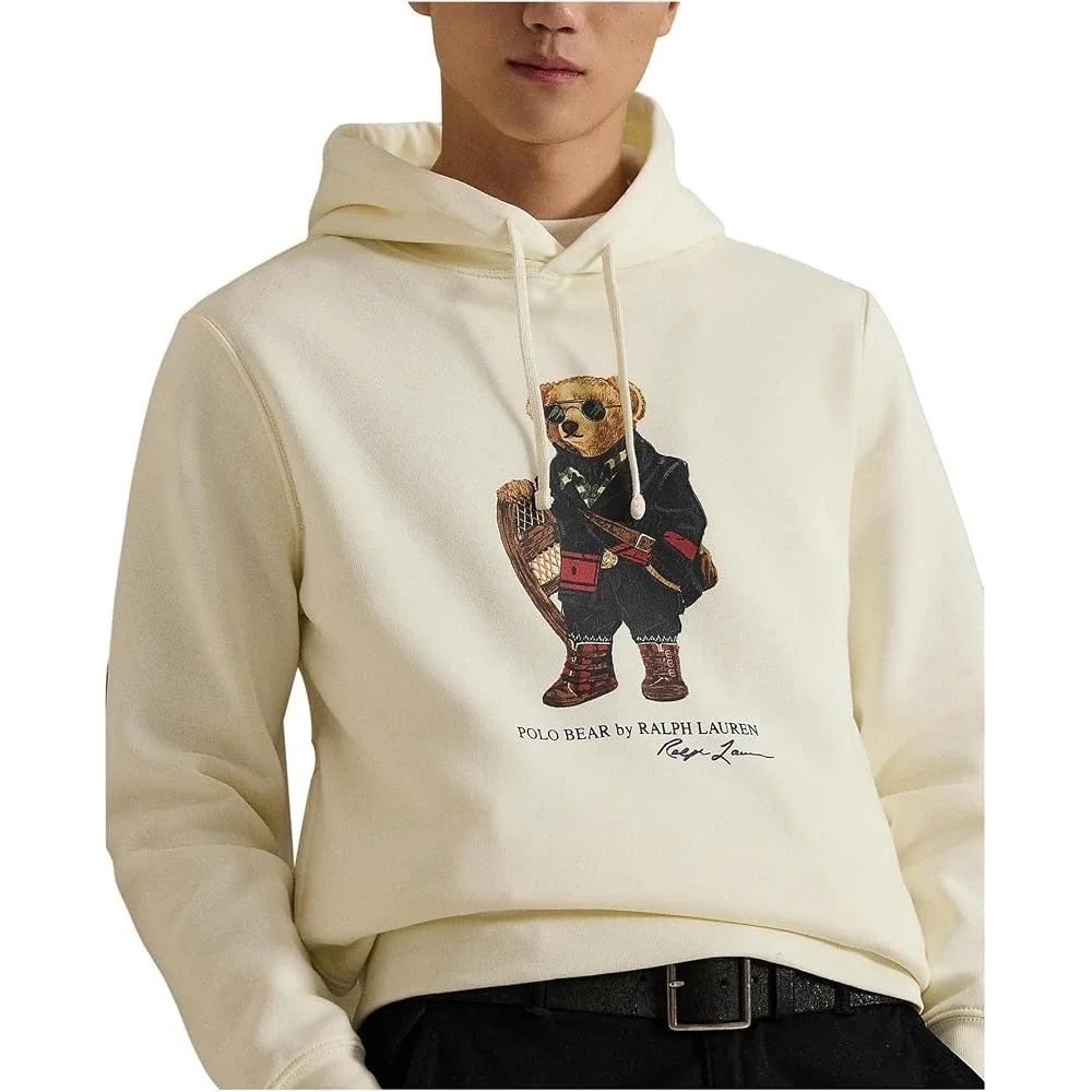NEW Polo Ralph Lauren Polo Bear Hoodie Cream Off-White Fleece Sweatshirt XLT NWT
